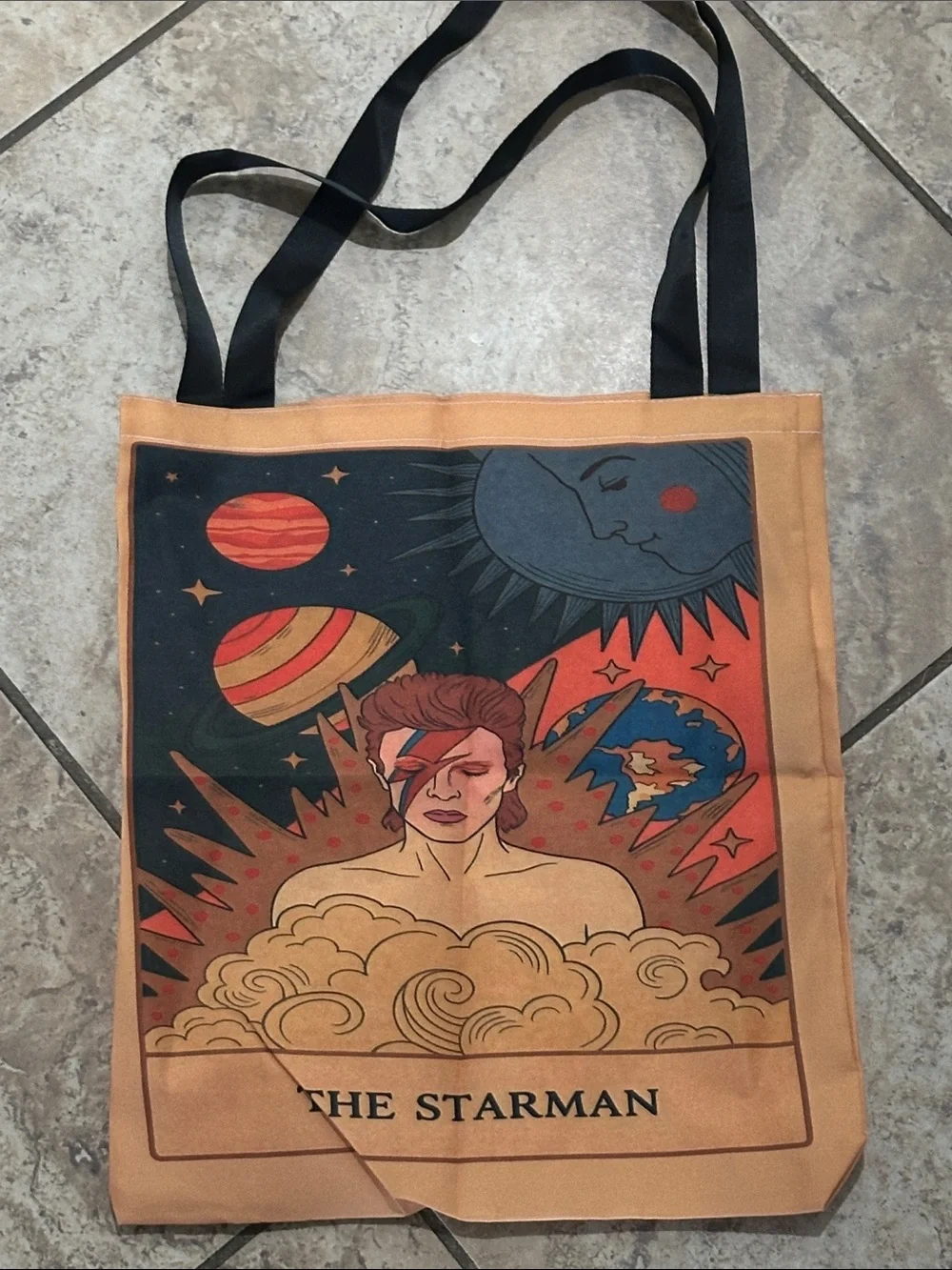 The Starman Graphic Tote Bag - Tan